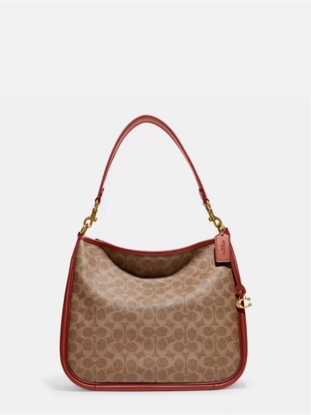 Coach Monogram Hobo Bag in Brown and Red